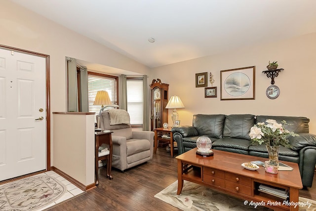 611 Filly Ln, Grayslake, IL 60030 - living room featuring vaulted ceiling and wood finished floors