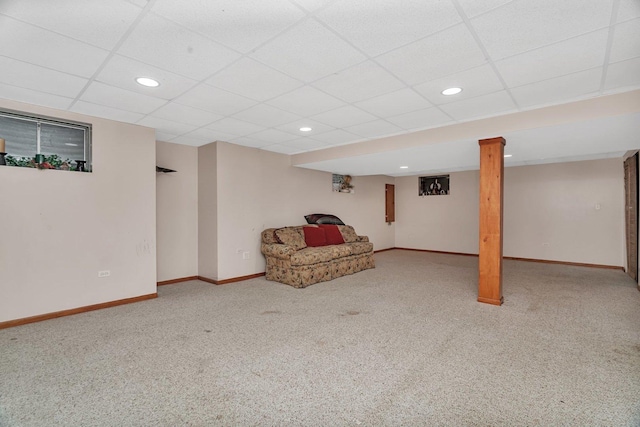 1072 Ronald Dr, Joliet, IL 60435 - finished below grade area with carpet floors, baseboards, a drop ceiling, and recessed lighting