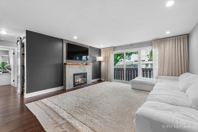 2800 Northampton Dr Unit A2, Rolling Meadows, IL 60008 - living room with recessed lighting, a fireplace, wood finished floors, and baseboards