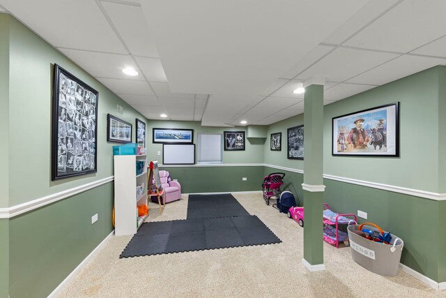 5760 Woodward Ave, Downers Grove, IL 60516 - workout area featuring carpet flooring, a drop ceiling, and recessed lighting