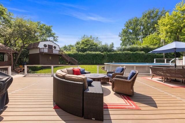 5760 Woodward Ave, Downers Grove, IL 60516 - wooden terrace featuring an outdoor hangout area and an outdoor pool