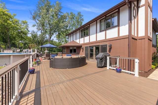 5760 Woodward Ave, Downers Grove, IL 60516 - deck featuring an outdoor pool, grilling area, and an outdoor hangout area