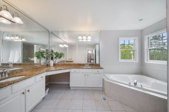 1N183 Stacy Ct, Glen Ellyn, IL 60137 - full bathroom with tile patterned floors, vanity, and a bath