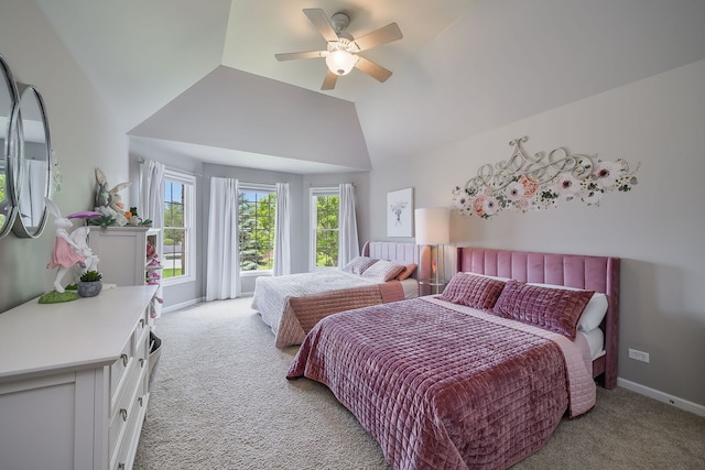 1N183 Stacy Ct, Glen Ellyn, IL 60137 - bedroom featuring light carpet, a ceiling fan, and high vaulted ceiling