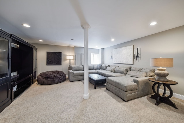 1N183 Stacy Ct, Glen Ellyn, IL 60137 - carpeted living room featuring recessed lighting and decorative columns