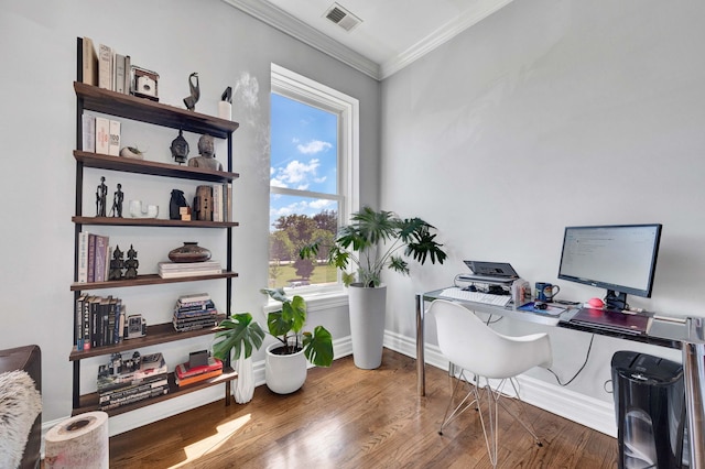 3034 W N Ave Unit 2, Chicago, IL 60647 - office featuring ornamental molding, wood finished floors, and baseboards