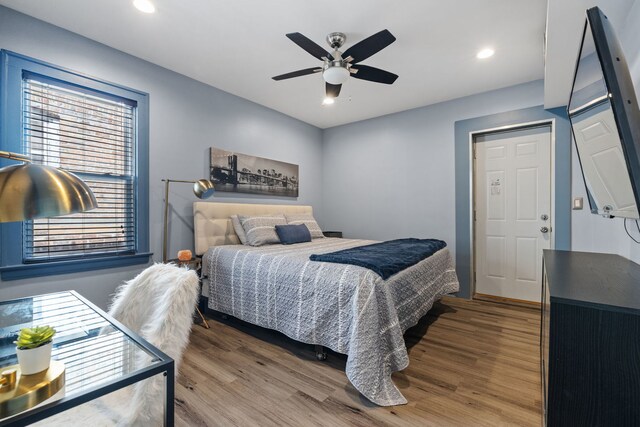 2115 Kenilworth Ave, Berwyn, IL 60402 - bedroom featuring wood finished floors, recessed lighting, and a ceiling fan