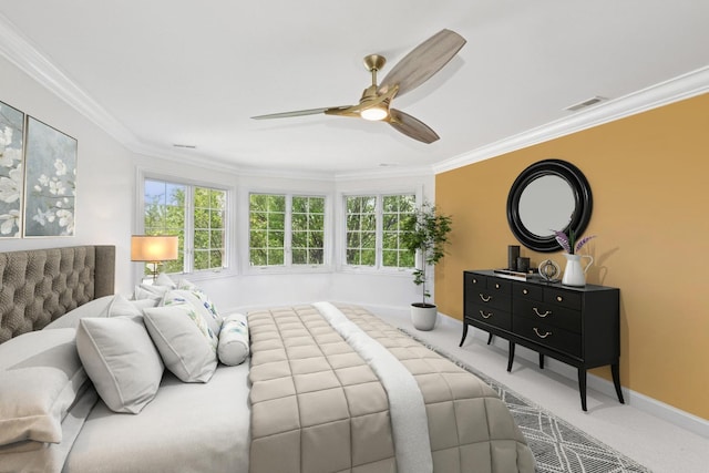 22844 Lakeview Estates Blvd, Frankfort, IL 60423 - bedroom with ornamental molding, carpet floors, baseboards, and ceiling fan
