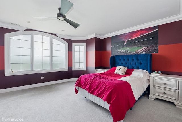 22844 Lakeview Estates Blvd, Frankfort, IL 60423 - bedroom with carpet, crown molding, ceiling fan, and baseboards
