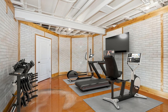 22844 Lakeview Estates Blvd, Frankfort, IL 60423 - exercise room featuring brick wall