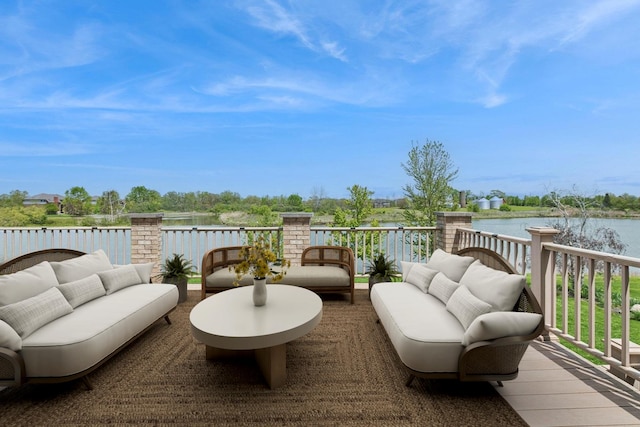 22844 Lakeview Estates Blvd, Frankfort, IL 60423 - deck with an outdoor living space and a water view