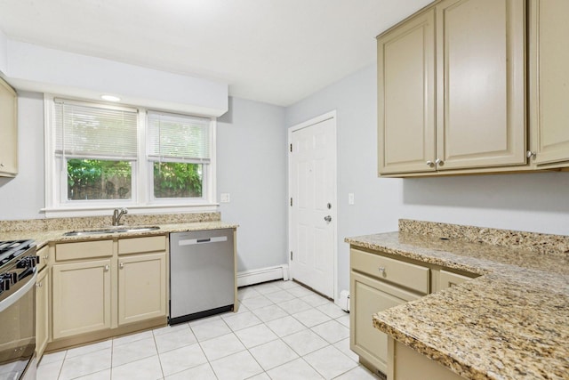 1819 W Touhy Ave Unit 2, Chicago, IL 60626 - kitchen featuring stainless steel appliances, cream cabinets, and a sink