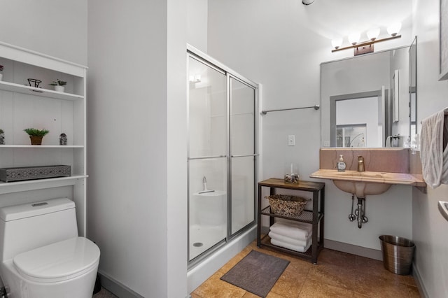 519 N Hickory St Unit 519, Champaign, IL 61820 - full bathroom with a shower stall, baseboards, toilet, and tile patterned flooring