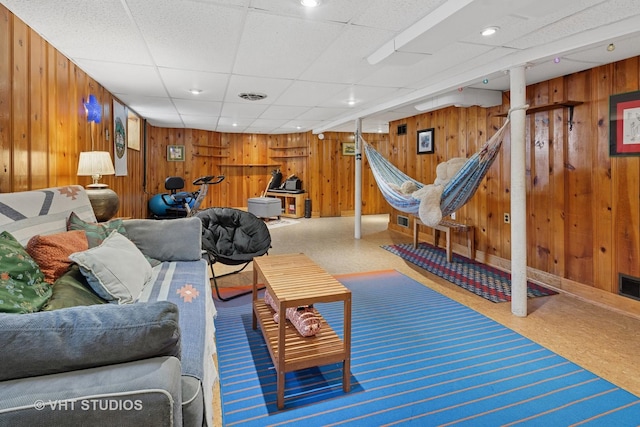 6967 W Wolfram St, Chicago, IL 60634 - living room with wood walls and baseboards