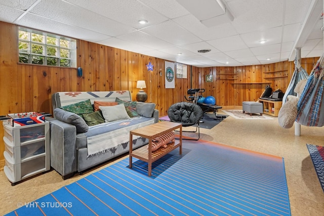 6967 W Wolfram St, Chicago, IL 60634 - living area featuring wooden walls and a paneled ceiling