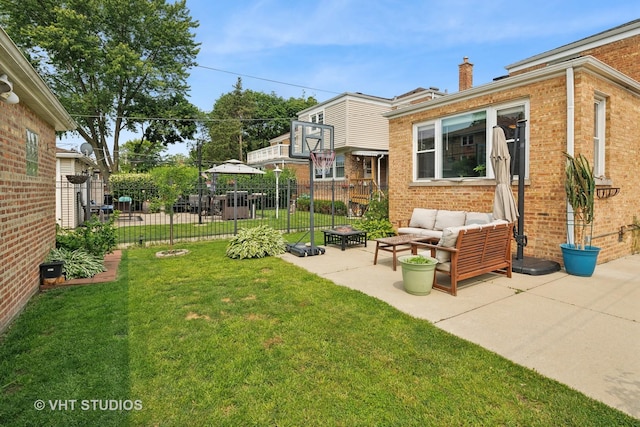 6967 W Wolfram St, Chicago, IL 60634 - view of yard with an outdoor living space and a patio