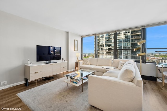 1560 N Sandburg Ter Unit 1605J, Chicago, IL 60610 - living area featuring wood finished floors and baseboards