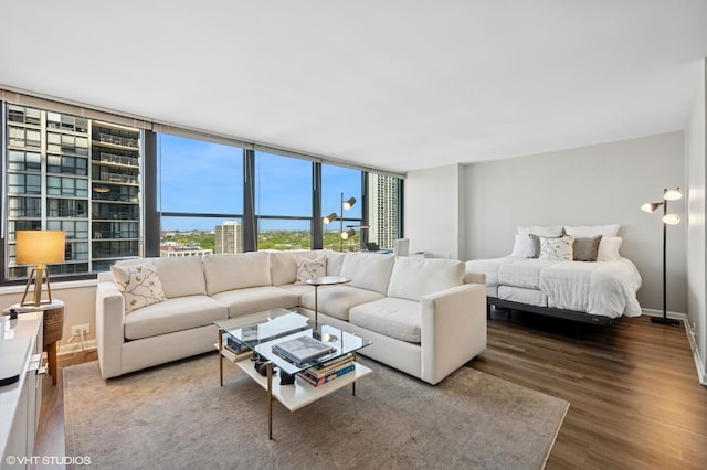 1560 N Sandburg Ter Unit 1605J, Chicago, IL 60610 - living room featuring wood finished floors and baseboards