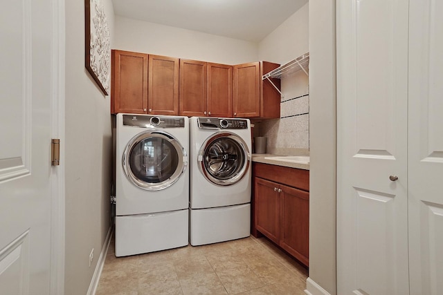 1250 Ashbury Pl Unit 1250, Lemont, IL 60439 - washroom featuring independent washer and dryer, cabinet space, and baseboards