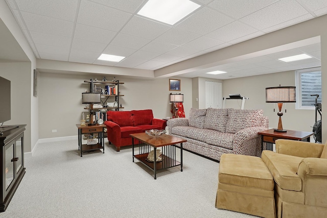 1250 Ashbury Pl Unit 1250, Lemont, IL 60439 - living room with a drop ceiling, light carpet, and baseboards