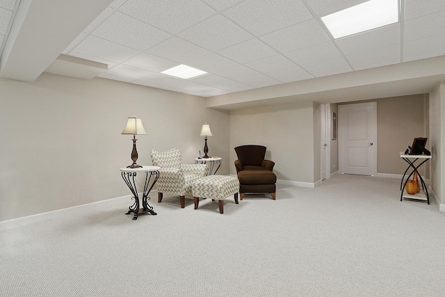 1250 Ashbury Pl Unit 1250, Lemont, IL 60439 - sitting room with carpet floors, baseboards, and a paneled ceiling