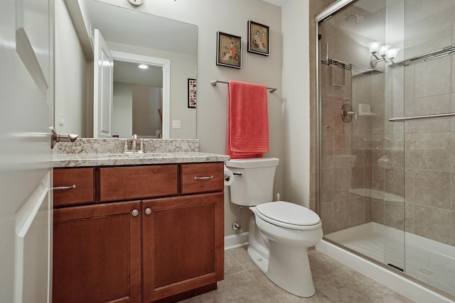 1250 Ashbury Pl Unit 1250, Lemont, IL 60439 - full bath with toilet, vanity, tile patterned flooring, and a stall shower