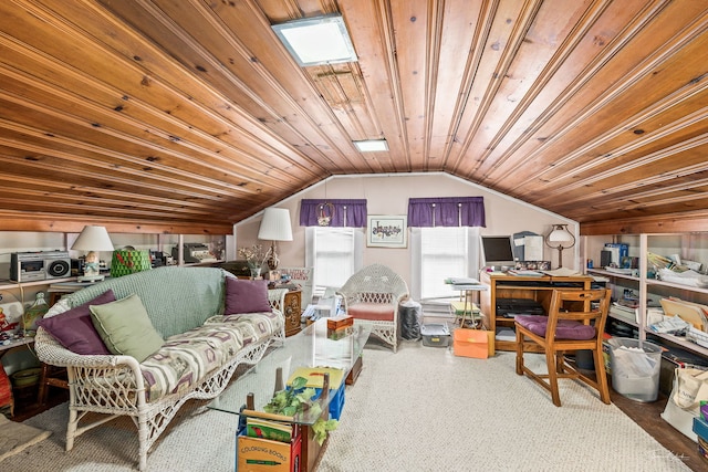 24038 W Oak St, Plainfield, IL 60544 - office area featuring wooden ceiling and vaulted ceiling