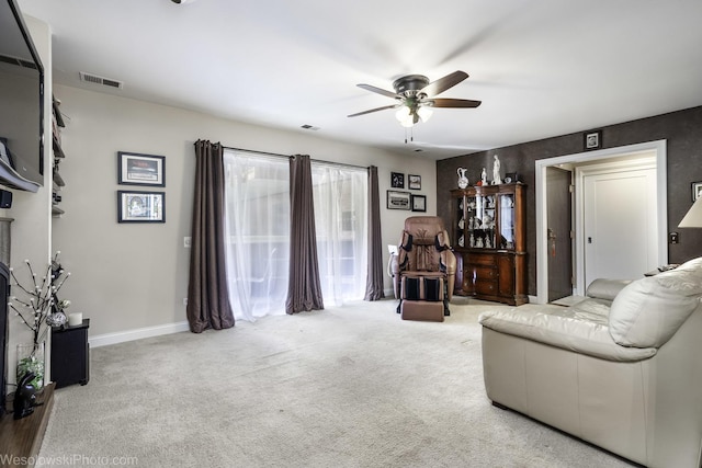 4876 N Hermitage Ave Unit 104, Chicago, IL 60640 - living area with a ceiling fan, carpet floors, and baseboards