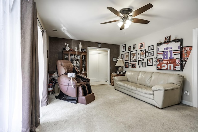 4876 N Hermitage Ave Unit 104, Chicago, IL 60640 - carpeted living area featuring ceiling fan