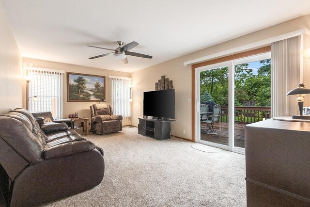 2975 Partridge Ct, Aurora, IL 60502 - living area featuring a ceiling fan and carpet floors