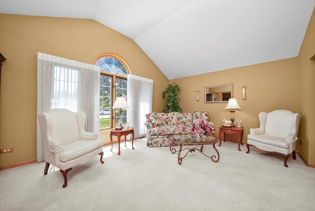 22314 Jeanette Ct, Frankfort, IL 60423 - living area featuring vaulted ceiling, plenty of natural light, carpet, and baseboards