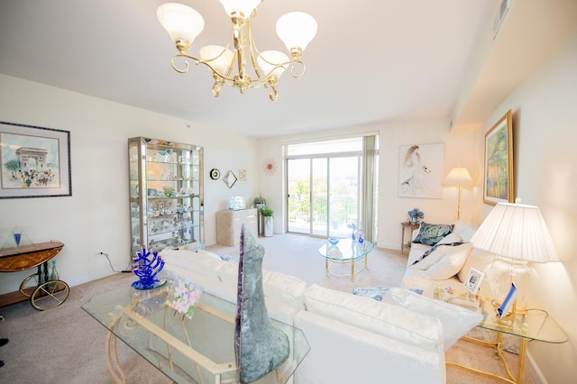8400 Callie Ave Unit 206, Morton Grove, IL 60053 - carpeted living area with a chandelier and baseboards