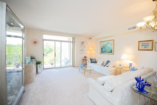8400 Callie Ave Unit 206, Morton Grove, IL 60053 - living room featuring a chandelier and carpet flooring
