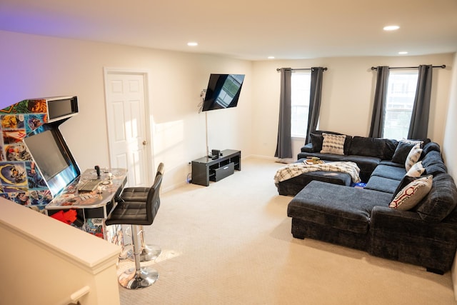 12305 S Prairie Ridge Ln, Plainfield, IL 60585 - carpeted living area featuring recessed lighting