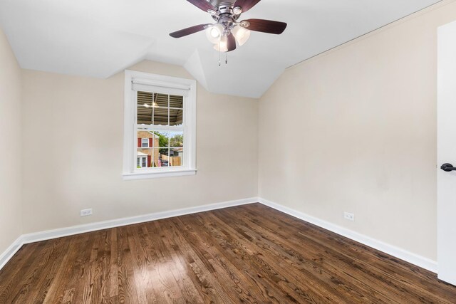 5471 N Octavia Ave, Chicago, IL 60656 - bonus room featuring dark wood-style flooring, lofted ceiling, baseboards, and ceiling fan