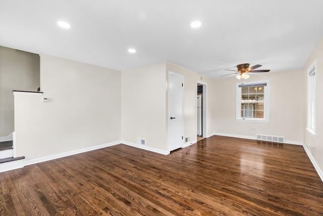 5471 N Octavia Ave, Chicago, IL 60656 - empty room featuring a ceiling fan, wood finished floors, baseboards, and recessed lighting