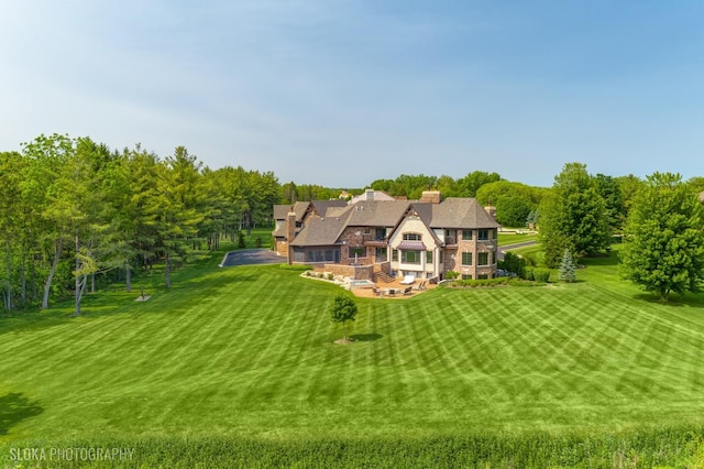 14 Vandenbergh Dr, South Barrington, IL 60010 - back of property with a yard, a patio, and a chimney