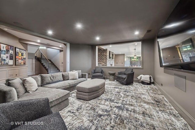 14 Vandenbergh Dr, South Barrington, IL 60010 - living area featuring stairway and recessed lighting