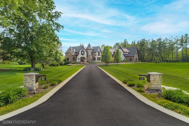14 Vandenbergh Dr, South Barrington, IL 60010 - view of front facade with stone siding and a front lawn