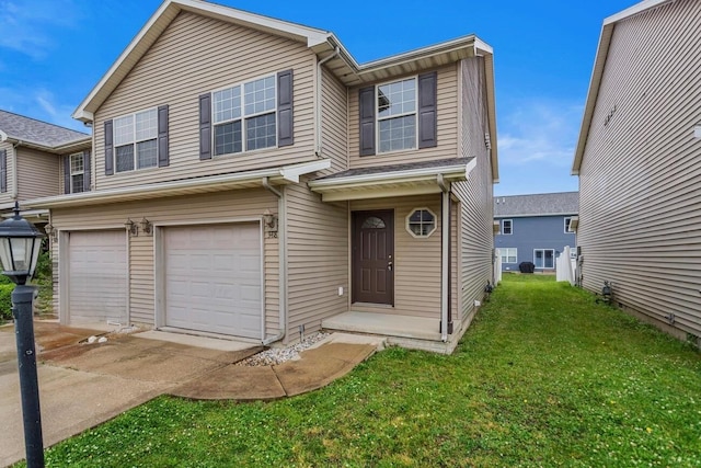 3418 Stoneway Ct, Champaign, IL 61822 - view of front of house with a garage, concrete driveway, and a front lawn