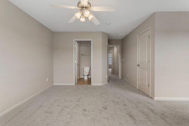 3418 Stoneway Ct, Champaign, IL 61822 - unfurnished bedroom featuring carpet flooring, baseboards, ensuite bath, and a ceiling fan
