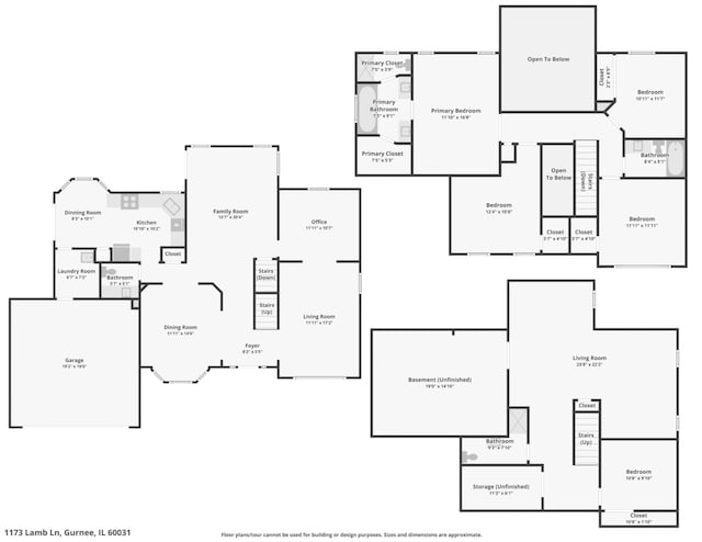 1173 Lamb Ln, Gurnee, IL 60031 - floor plan / room layout