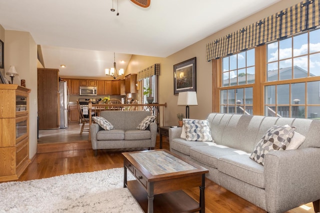 5 Tatiana Ct, Bloomington, IL 61704 - living area featuring a chandelier, wood finished floors, and recessed lighting