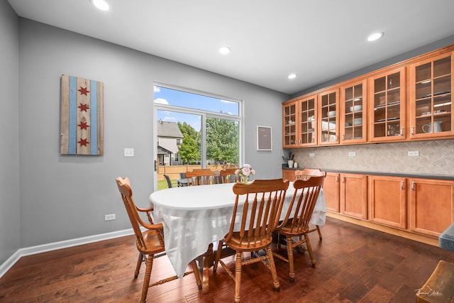 13825 Trillium Ln, Plainfield, IL 60544 - dining room featuring dark wood-type flooring, recessed lighting, and baseboards