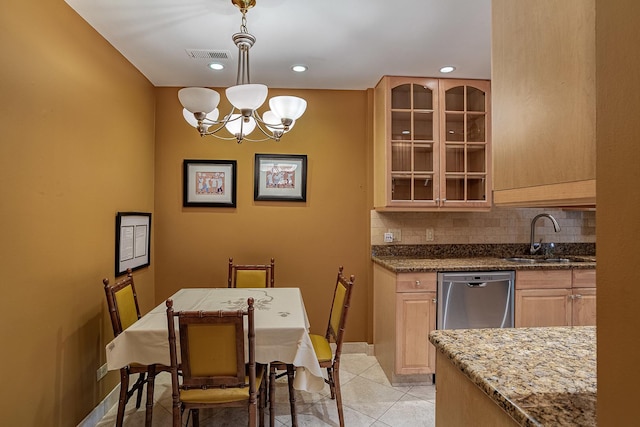 3070 Pheasant Creek Dr Unit 201, Northbrook, IL 60062 - dining space featuring a chandelier, light tile patterned floors, and recessed lighting