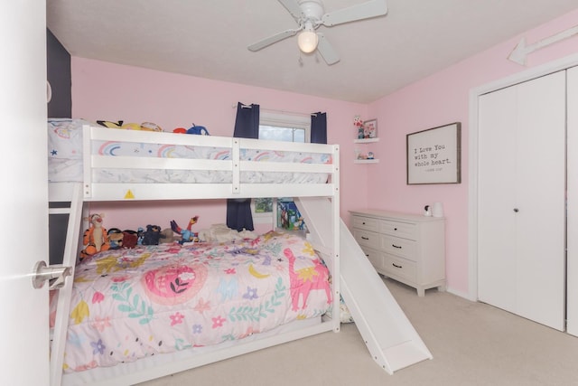 1613 Cutter Ct, Normal, IL 61761 - bedroom with light carpet, a closet, and ceiling fan
