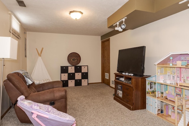 1613 Cutter Ct, Normal, IL 61761 - carpeted living room featuring a textured ceiling