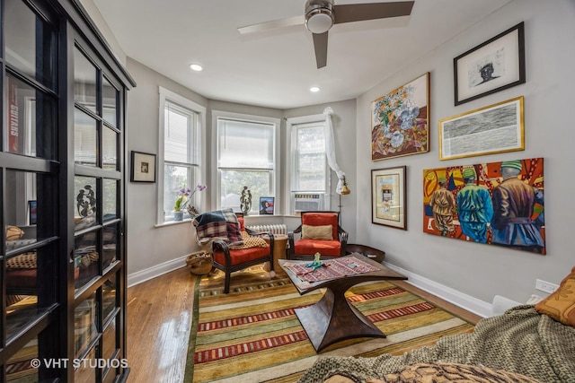 945 Elgin Ave, Forest Park, IL 60130 - living area with ceiling fan, wood finished floors, recessed lighting, and cooling unit