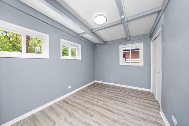 176 Monee Rd, Park Forest, IL 60466 - unfurnished room with beam ceiling, baseboards, and wood finished floors
