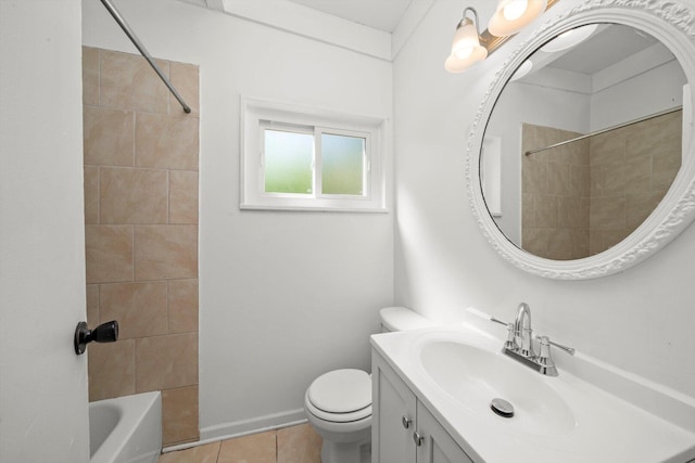 176 Monee Rd, Park Forest, IL 60466 - bathroom featuring vanity, toilet, shower / bath combination, and tile patterned floors